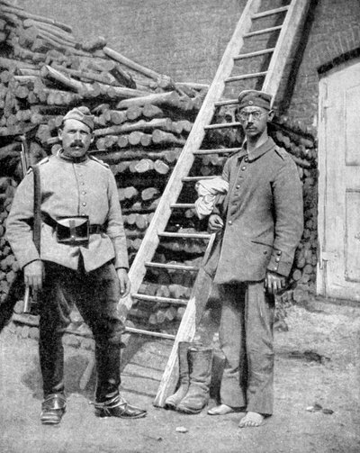 Német hadifogoly és őr, I. világháború, 1915 alkotó: Unbekannt