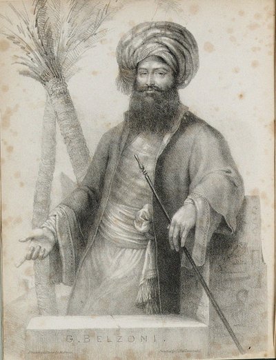 Giovanni Battista Belzoni 1778-1823 Frontispiece a Narrative of the Operations és a Recent Disco című filmből alkotó: Unbekannt