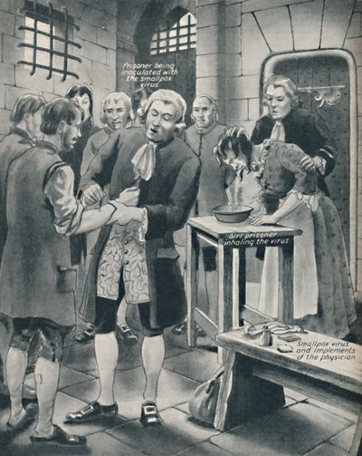 A foglyok himlőjének adása a börtönben, 18. század vége, 1934 alkotó: Unbekannt