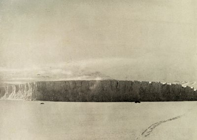 Gleccser Cape Barne-tól délre, tengeri jégen közlekedő motorral, c1908, 1909. alkotó: Unbekannt