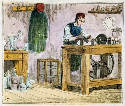 Üvegvágó asztaldíszítő karborund keréken, 1867 alkotó: Unbekannt