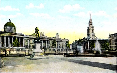 Gordons szobor és Nemzeti Galéria, Trafalgar Square, London, XX. század alkotó: Unbekannt