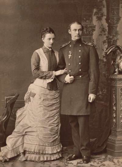 Anasztázia Mihajlovna orosz nagyhercegnő és III. Frigyes Ferenc nagyherceg, 1878. alkotó: Unbekannt