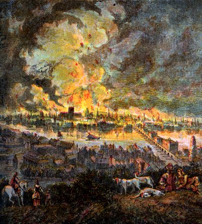 Londoni nagy tűzvész, 1666, 1850 alkotó: Unbekannt