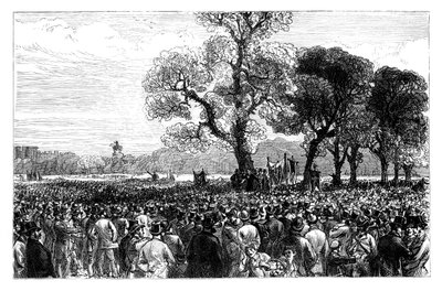 Nagyszerű bemutató a londoni Hyde Park Reformers Tree-jénél, a 19. század közepén alkotó: Unbekannt
