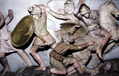 A görögök a perzsákkal harcolnak, az Sándor-szarkofággal, Szidonnal, Kr.e. IV. század, XX. alkotó: Unbekannt