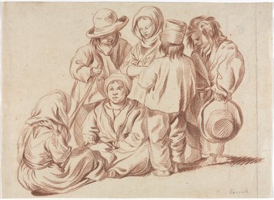 Hat gyermekből álló csoport recto, 1700-as évek. alkotó: Unbekannt