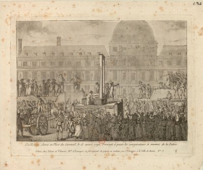 Guillotine-t állítottak fel a Place du Carrouselben, 1792. augusztus 13-án… alkotó: Unbekannt