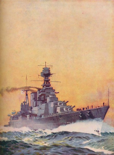 A HMS Hood-ot 1916-ban rakták le, és 1920-ban, 1937-ben fejezték be alkotó: Unbekannt