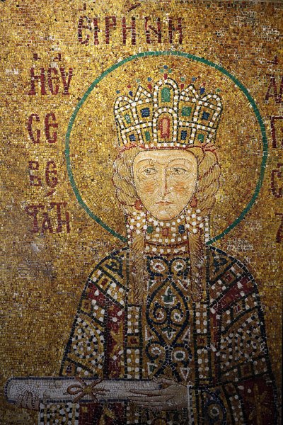 Hagia Sophia mozaik: Irén császárné, kezében egy tekercs Istanbul Turquie alkotó: Unbekannt
