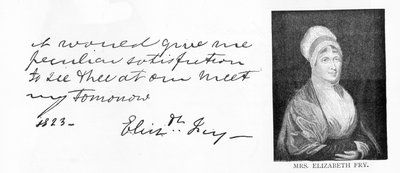 Elizabeth Fry kézírása és aláírása alkotó: Unbekannt