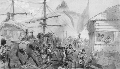 Balaklava kikötője. A leszállóhely, 1850-es évek. alkotó: Unbekannt