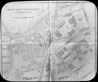 Harvard Egyetem campus térképe, Cambridge, Massachusetts, USA, 19. század vége vagy 20. század eleje alkotó: Unbekannt