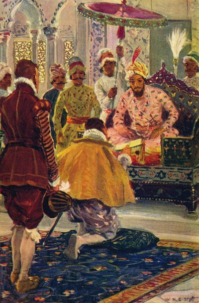 Hawkins bemutatja King Jamess levelet a nagy mogulnak, 1608 c1912 alkotó: Unbekannt