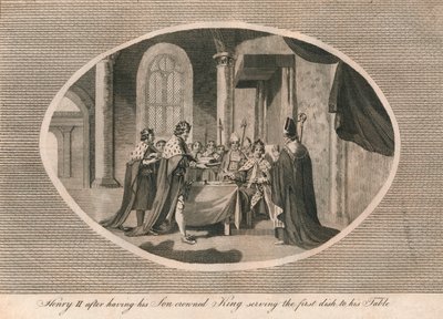 II. Henrik, miután fiát királlyá koronáztatta, az első ételt az asztalára tálalta, 1170 1793 alkotó: Unbekannt