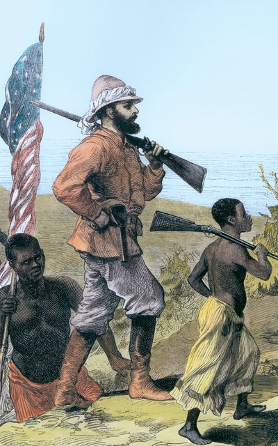 Henry Morton Stanley közeledik a Tanganyika-tóhoz, Afrika, 19. század alkotó: Unbekannt
