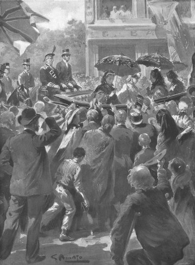 ...Őfelsége látogatása London East Enden, 1873. április 2., 1901. alkotó: Unbekannt