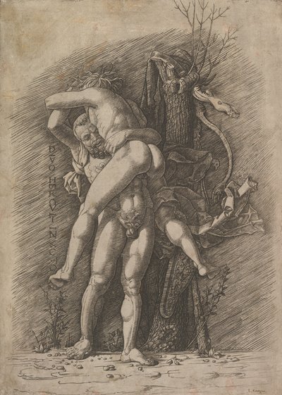 Herkules és Antaeus, kb. 1497. alkotó: Unbekannt