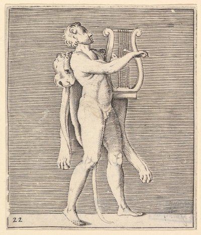 A lírát játszó Herkules, a vállára terített oroszlánbőr, megjelent kb. 1599-1622. alkotó: Unbekannt