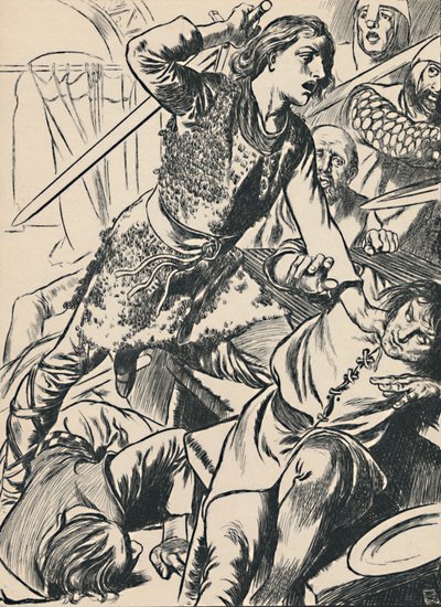 Hereward és emberei megtámadják a normannokat, 1907 alkotó: Unbekannt