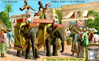 Hindu színház az elefántok hátán, 1900 alkotó: Unbekannt