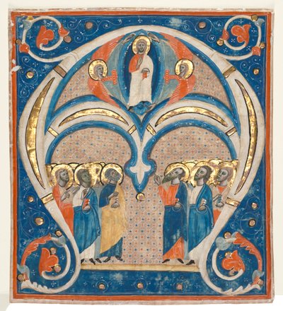 Történeti kezdőbetű A válaszadóból kivágva: Krisztus felségében a szentekkel, c. 1280-1300. alkotó: Unbekannt
