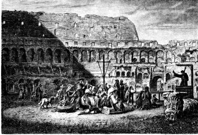 Az ókori Róma története. A nagyböjti prédikáció a Colosseum belsejében. Nyomtatás 1800 alkotó: Unbekannt