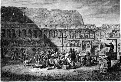 Az ókori Róma története. A nagyböjti prédikáció a Colosseum belsejében. Nyomtatás 1800 alkotó: Unbekannt