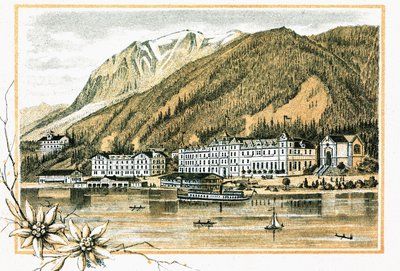 A Hotel Scholastic Alang Lake Achensi 1900 körül, Tirol Ausztriában található alkotó: Unbekannt