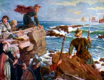 Hogyan jutottak fel a dánok a Csatornán ezer évvel ezelőtt, 1925-ben alkotó: Unbekannt
