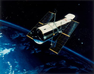 Hubble űrteleszkóp keringő pályán, 1980-as évek alkotó: Unbekannt