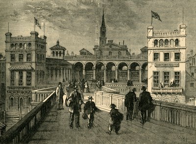 Hungerford Market, a hídról, 1850-ben, 1881-ben. alkotó: Unbekannt