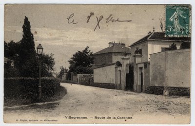 Ile de France, Val de Marne (94), Villecresnes: Garenne út – 1909-es levelezőlap alkotó: Unbekannt