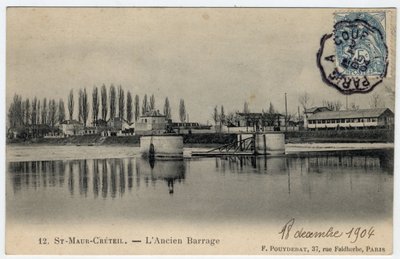 Ile de France, Val de Marne, Creteil: kilátás a régi gátról a Marne-on - 1904-es képeslap alkotó: Unbekannt