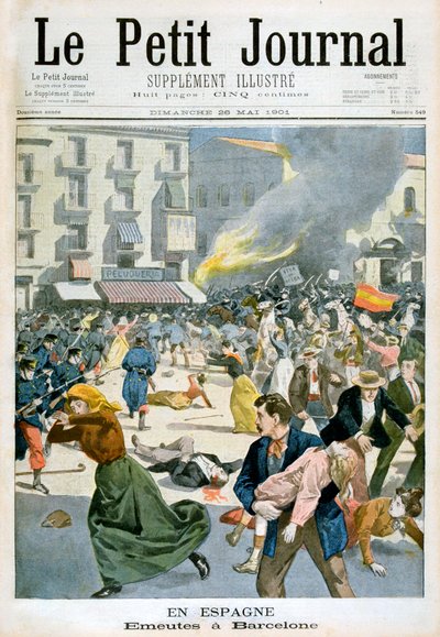 Spanyolországban lázadások törnek ki Barcelonában, 1901 alkotó: Unbekannt
