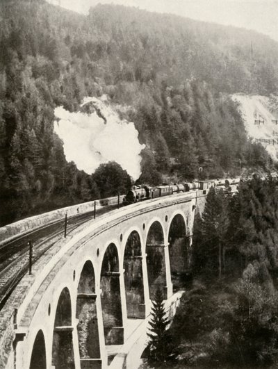 A Semmering-völgyben, Ausztriában. Egy jó vonat az íves Gamperl-viadukton át, 1935-36. alkotó: Unbekannt