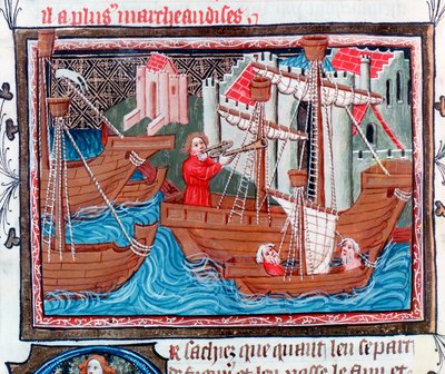 Marco Polo által leírt indiai vitorlás hajók, 15. század alkotó: Unbekannt