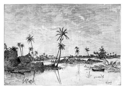 Indiai település a San Blas-öböl szigetein, 1890 körül alkotó: Unbekannt