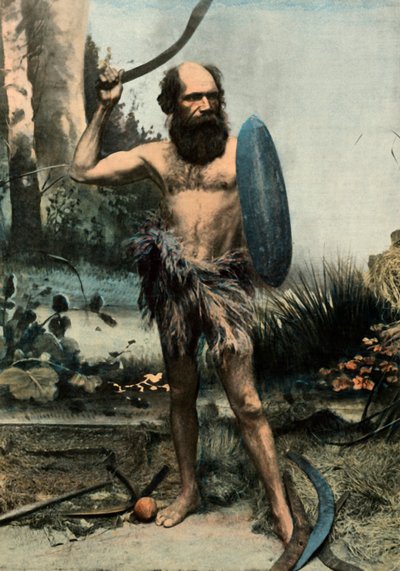 Ausztrál őslakos Arme Du Boomerang, Bumeránggal felfegyverzett őslakos, 1900. alkotó: Unbekannt
