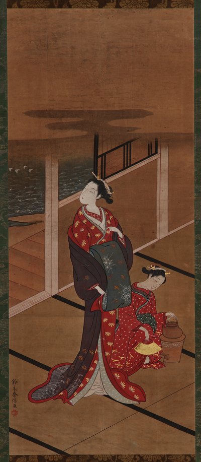 Interior: A Yujo and an Attendant Heating Water, Edo period, 1615-1868. alkotó: Unbekannt