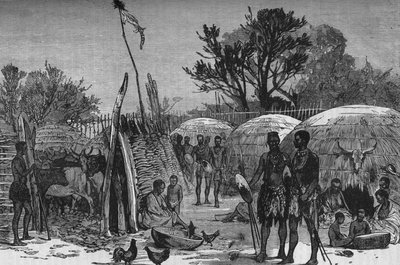 Egy Zuli Kraal belseje a Tugela folyón, 1880 alkotó: Unbekannt