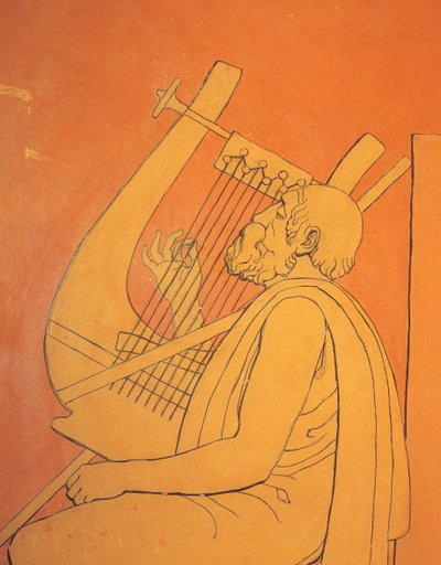 Az ókori Görögország férfi szimbolikus ábrázolását ábrázoló dekoratív figurális rajzok belső nézete Holmwoodban, Glasgowban (fotó) alkotó: Unbekannt