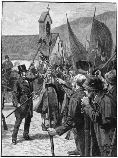 A Mullinahone-i ír nacionalisták William Smith OBrient vezetőjüknek vallották, 1848. július alkotó: Unbekannt
