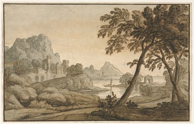Olasz táj, 1700-as évek. alkotó: Unbekannt