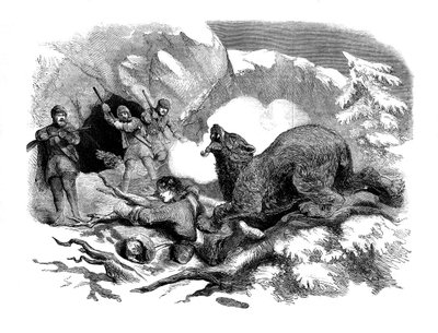 Jack Curlings szűk menekülés egy vad medve elől, 1855 alkotó: Unbekannt