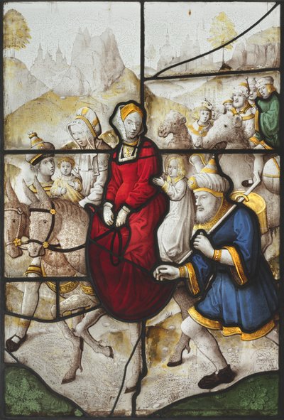Jákob visszatér Kánaánba Ráchaellel és Leával Lábán üldözi, kb. 1525. alkotó: Unbekannt