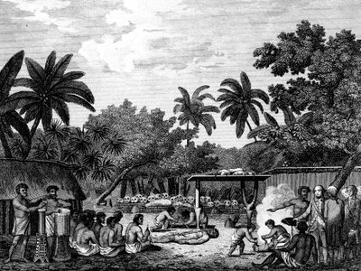 James Cook, angol navigátor emberáldozat tanúja Taihiti Otaheitében c1773 1815 alkotó: Unbekannt