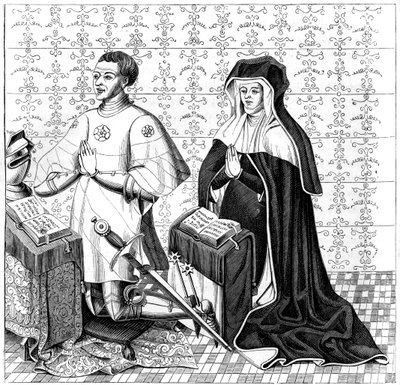 Jean Jouvenel des Ursins, felesége, Michelle de Vitry imádkozik, 14. vagy 15. század 1849. alkotó: Unbekannt