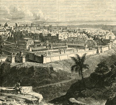 Jeruzsálem Jézus Krisztus idejében, a Nagy Heródes által helyreállított templom bemutatása, 1890. alkotó: Unbekannt