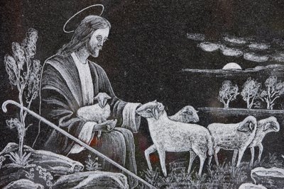 Jézus, a jó pásztor, Saint-Nicolas de Veroce, Franciaország alkotó: Unbekannt